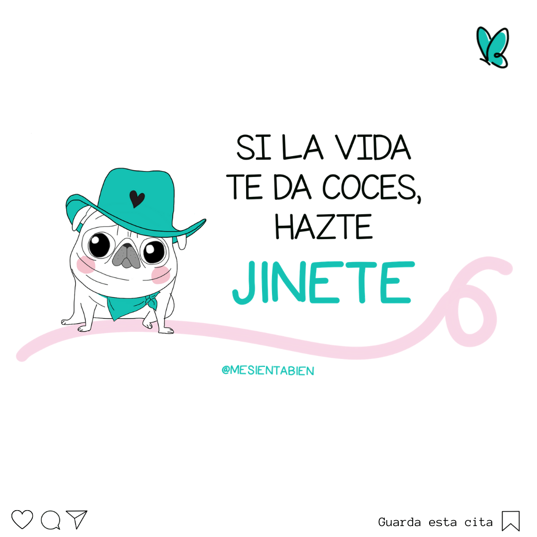 Ilustración con la frase: Si la vida te da coces, hazte jinete