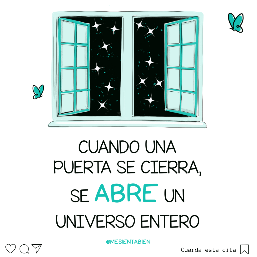 Ilustración con la frase: Cuando una puerta se cierra, otra se abre. Solo necesitas confiar